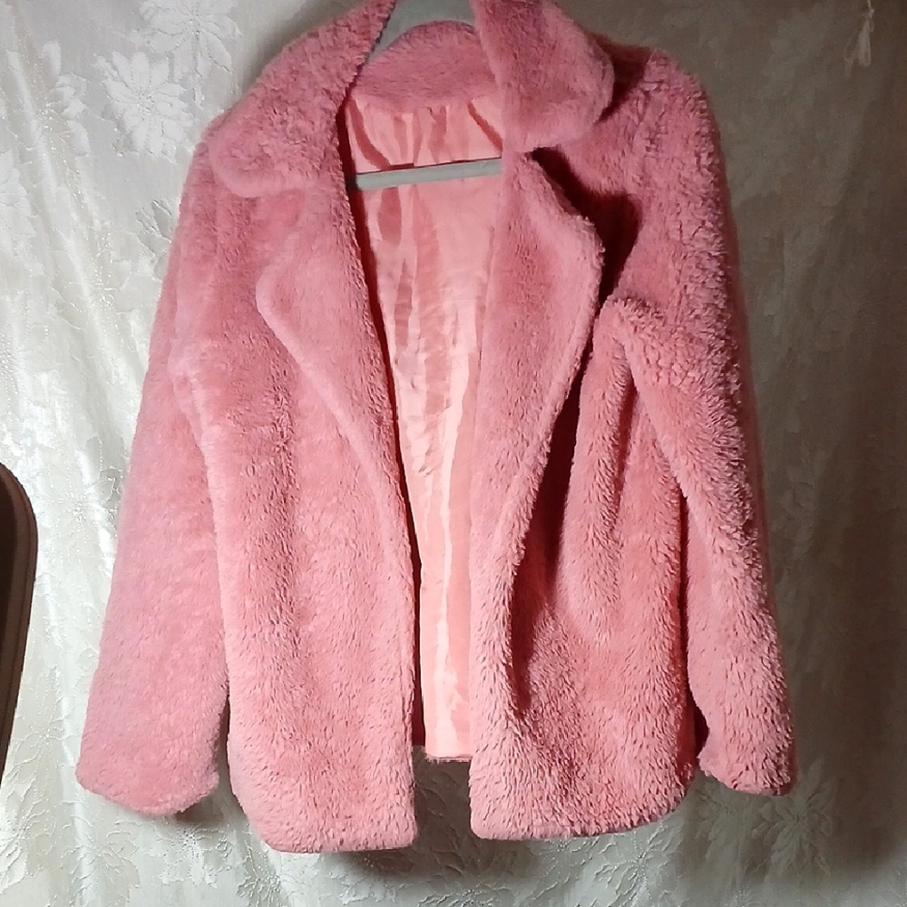 Women's Pink Faux Fur Coat